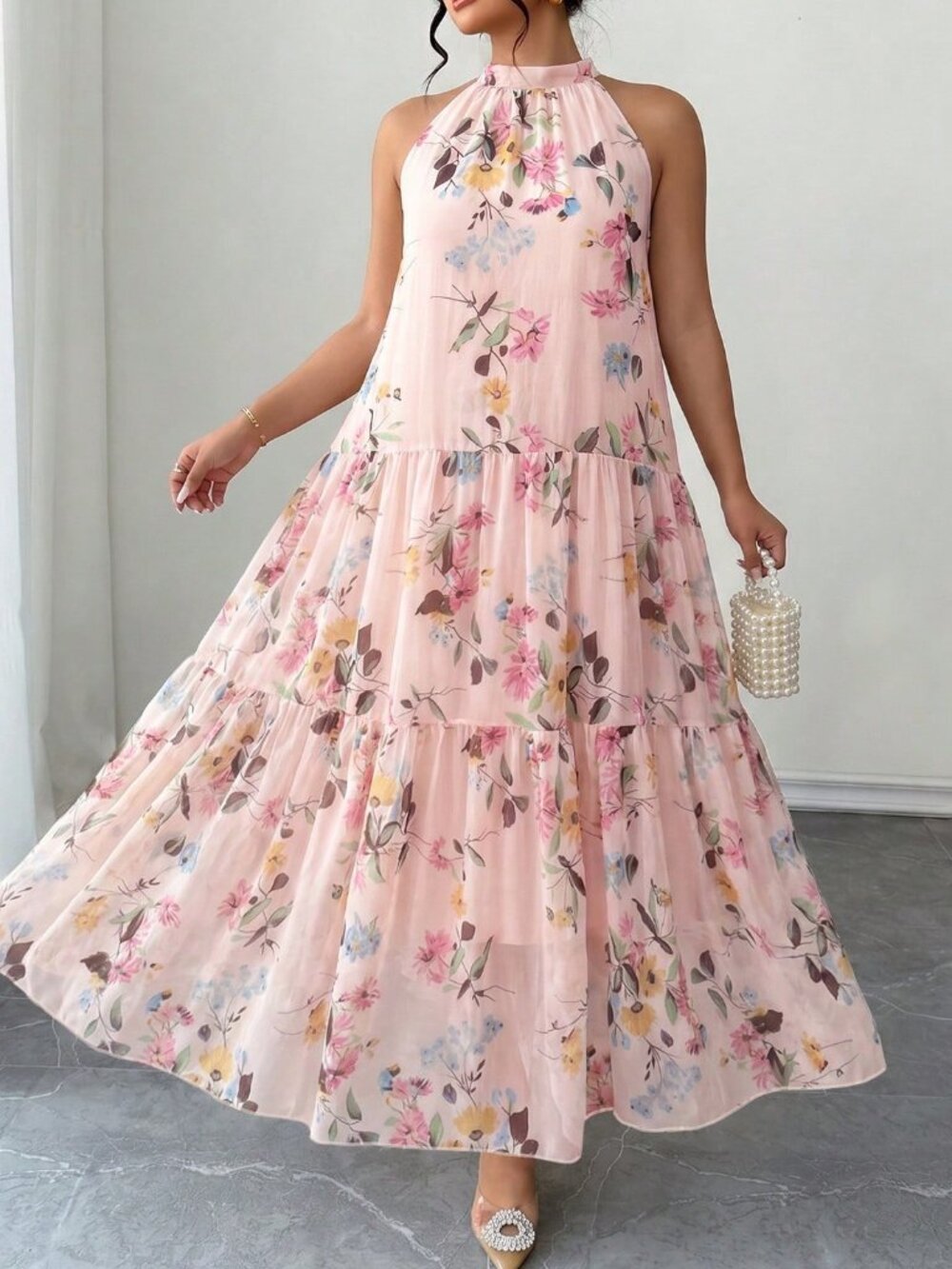 Multicolor Boho Women's Plus Size Floral Maxi Dress - Picture 5 of 7